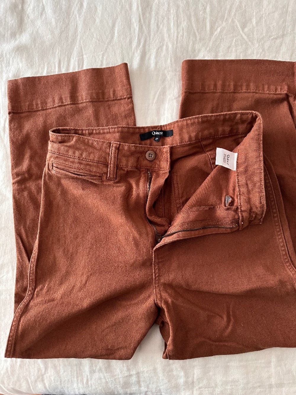 Quince Stretch Cotton Twill Wide-Leg Crop Pant size 27